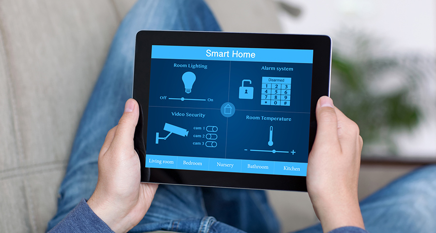 The ability to access and control security components from a mobile device is one of the top smart home trends in Hagerstown. Close-up of smart home security app.